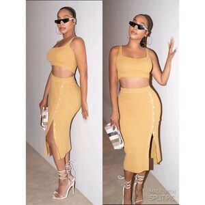 LITA by Ciara Ribbed Skirt Iced Coffee Small